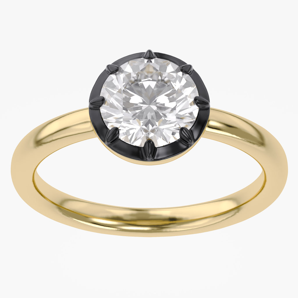 1.00 Carat Round Cut Lab Grown Diamond Georgian Pinky Ring