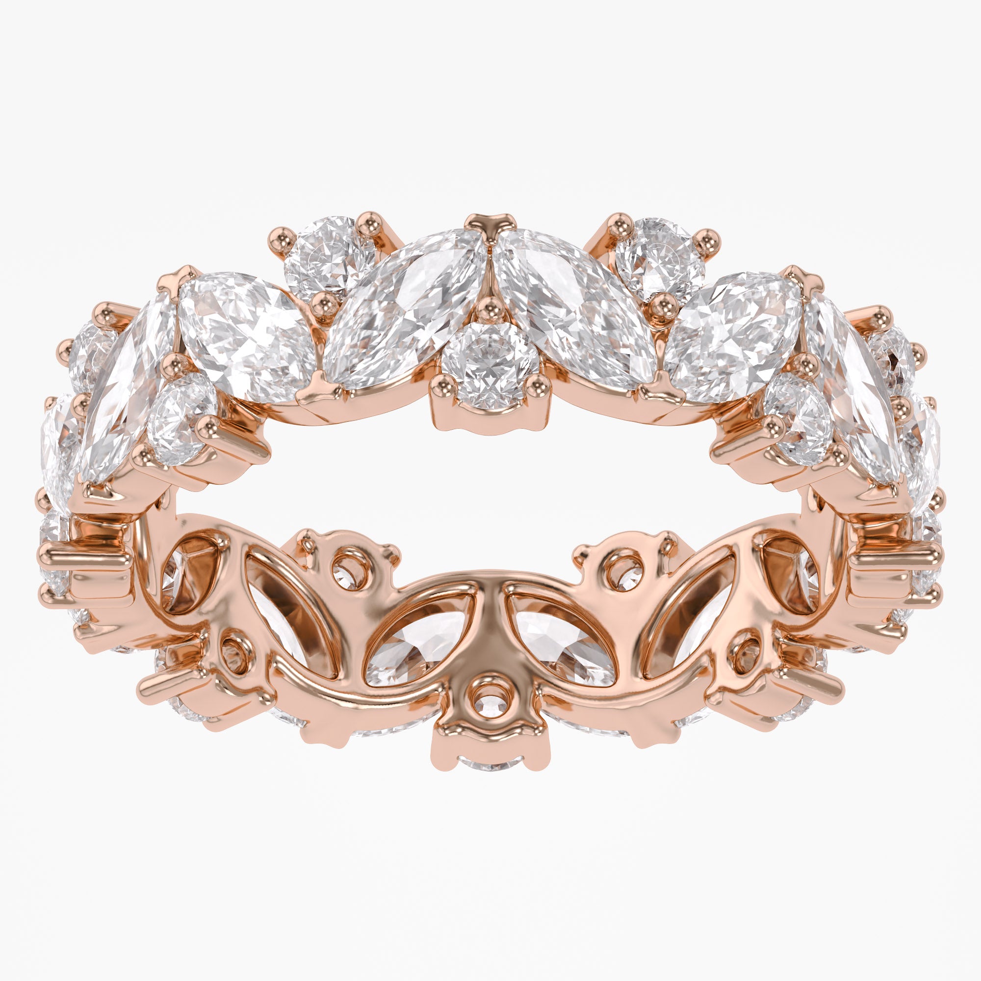 2.50 Carat Marquise and Round Cut Lab Grown Diamond Full Eternity Ring