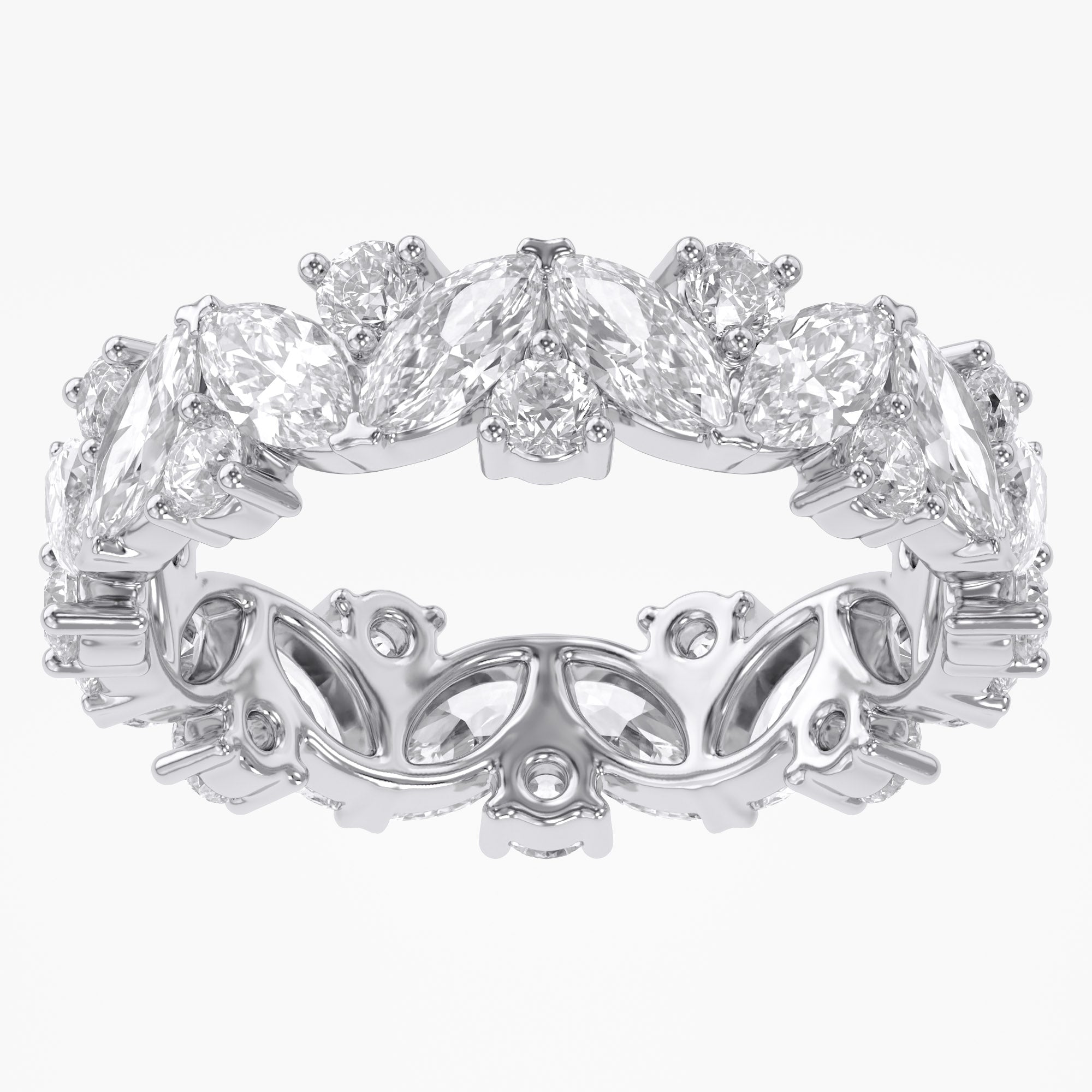2.50 Carat Marquise and Round Cut Lab Grown Diamond Full Eternity Ring