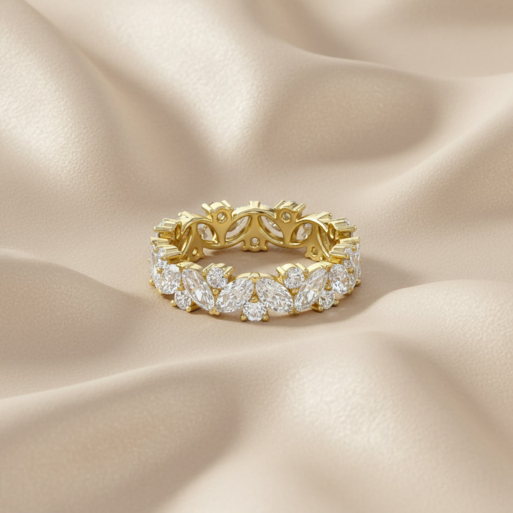 2.50 Carat Marquise and Round Cut Lab Grown Diamond Full Eternity Ring