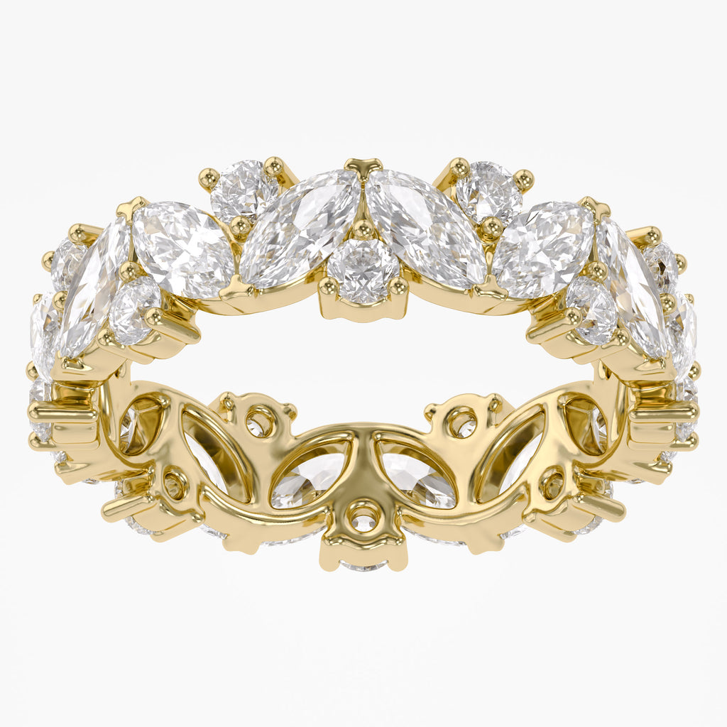 2.50 Carat Marquise and Round Cut Lab Grown Diamond Full Eternity Ring
