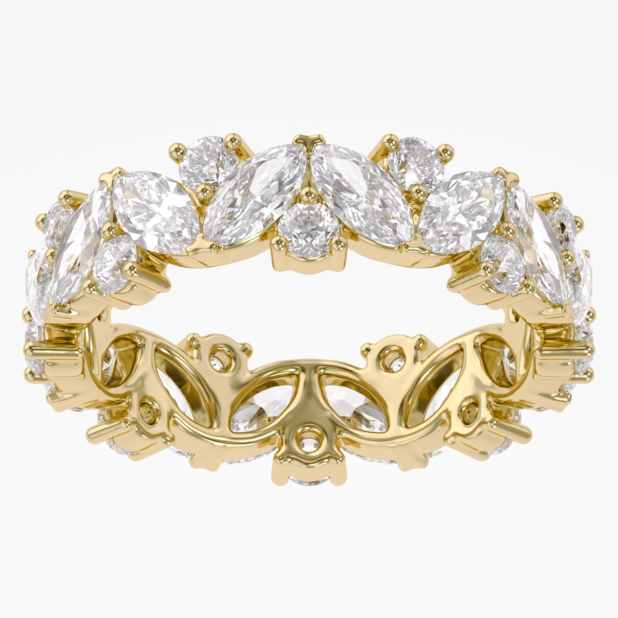 2.50 Carat Marquise and Round Cut Lab Grown Diamond Full Eternity Ring