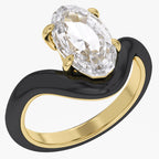 5.25 Carat Oval Cut Lab Grown Diamond Solitaire Black Enamel Ring