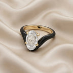 5.25 Carat Oval Cut Lab Grown Diamond Solitaire Black Enamel Ring