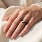 5.25 Carat Oval Cut Lab Grown Diamond Solitaire Black Enamel Ring