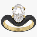 5.25 Carat Oval Cut Lab Grown Diamond Solitaire Black Enamel Ring