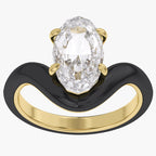5.25 Carat Oval Cut Lab Grown Diamond Solitaire Black Enamel Ring