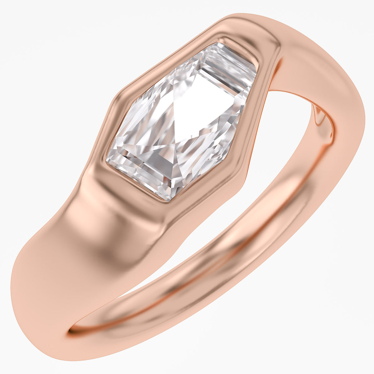 2.05 Carat Shield Shape Lab Grown Diamond Swirl Solitaire Ring