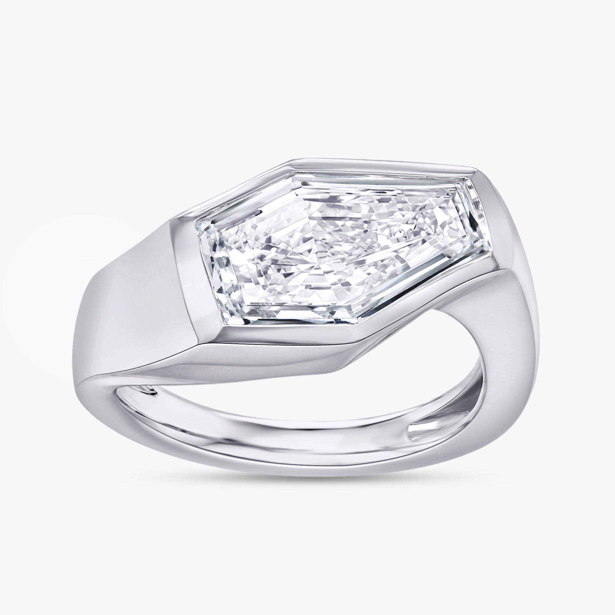 2.00 Carat Shield Shape Lab Grown Diamond Swirl Solitaire Ring