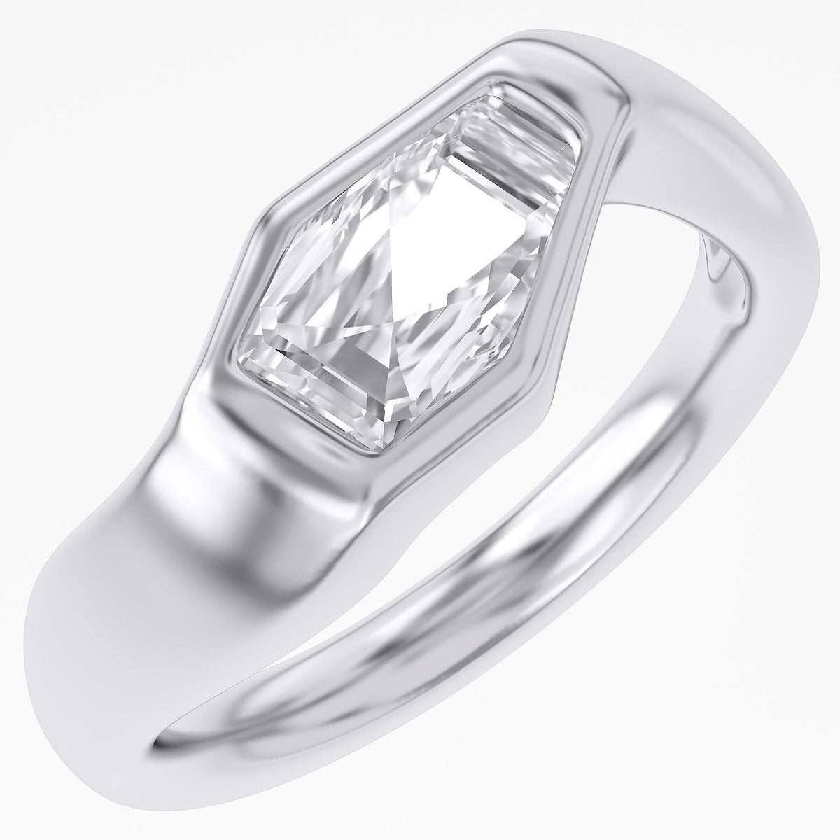 2.05 Carat Shield Shape Lab Grown Diamond Swirl Solitaire Ring