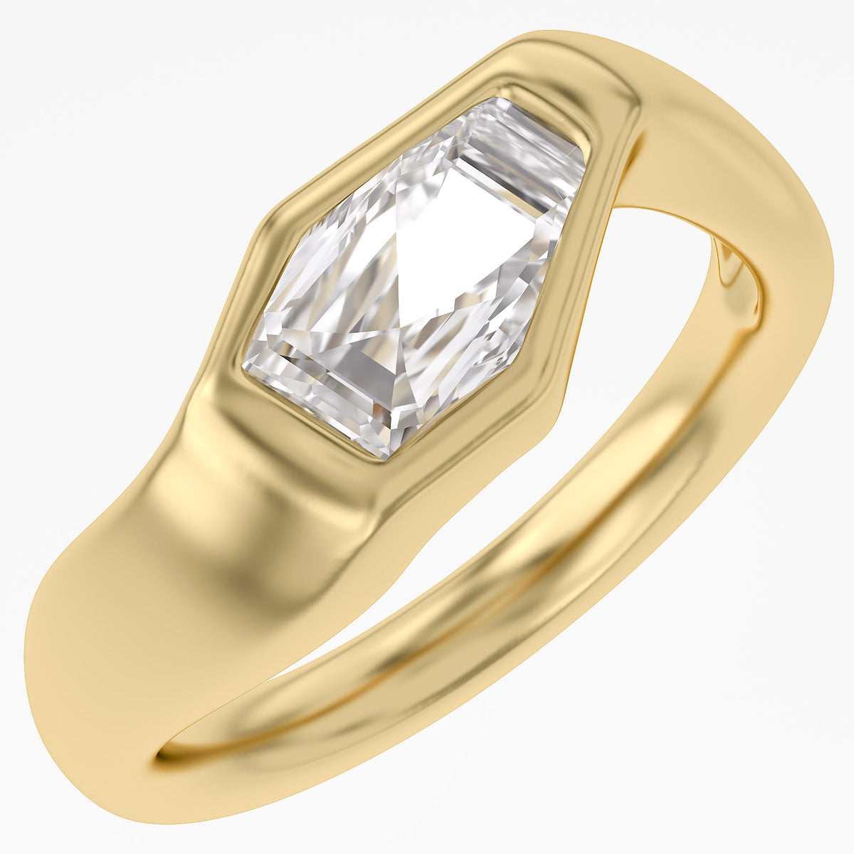 2.05 Carat Shield Shape Lab Grown Diamond Swirl Solitaire Ring