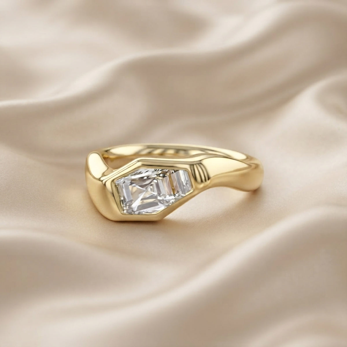 2.05 Carat Shield Shape Lab Grown Diamond Swirl Solitaire Ring