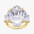 14.25 Carat Oval Cut Lab Grown Diamond 3-Stone Hidden Halo Ring