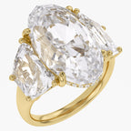 14.25 TCW  Oval Cut Lab Grown Diamond 3-Stone Hidden Halo Ring