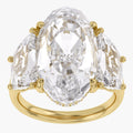 14.25 TCW  Oval Cut Lab Grown Diamond 3-Stone Hidden Halo Ring