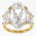 14.25 TCW  Oval Cut Lab Grown Diamond 3-Stone Hidden Halo Ring