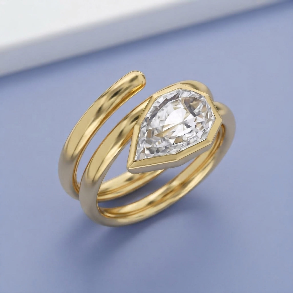 2.34 CTW Lab Grown Pear Shape Signature Diamond Ring