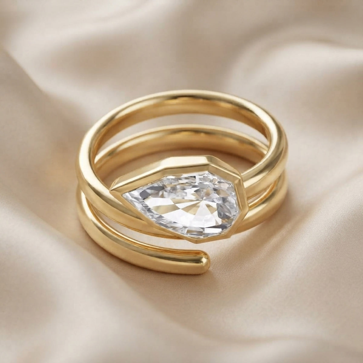 2.34 CTW Lab Grown Pear Shape Signature Diamond Ring