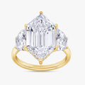 7.00 Carat Hexagon and Round Cut Lab Grown Diamond 3-Stone Hidden Halo Ring