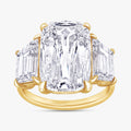8.30 Carat Cushion and Trapezoid Cut Lab Grown Diamond 3-Stone Ring