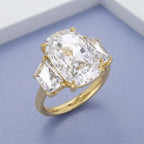 8.30 Carat Cushion and Trapezoid Cut Lab Grown Diamond 3-Stone Ring
