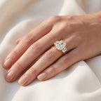8.30 Carat Cushion and Trapezoid Cut Lab Grown Diamond 3-Stone Ring