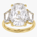 8.30 Carat Cushion and Trapezoid Cut Lab Grown Diamond 3-Stone Ring