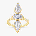 2.85 Carat Oval and Pear Shape Lab Grown Diamond 3-Stone Ring