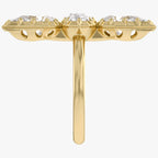 2.85 Carat Oval and Pear Shape Lab Grown 3 Stone Ring