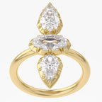 2.85 Carat Oval and Pear Shape Lab Grown 3 Stone Ring