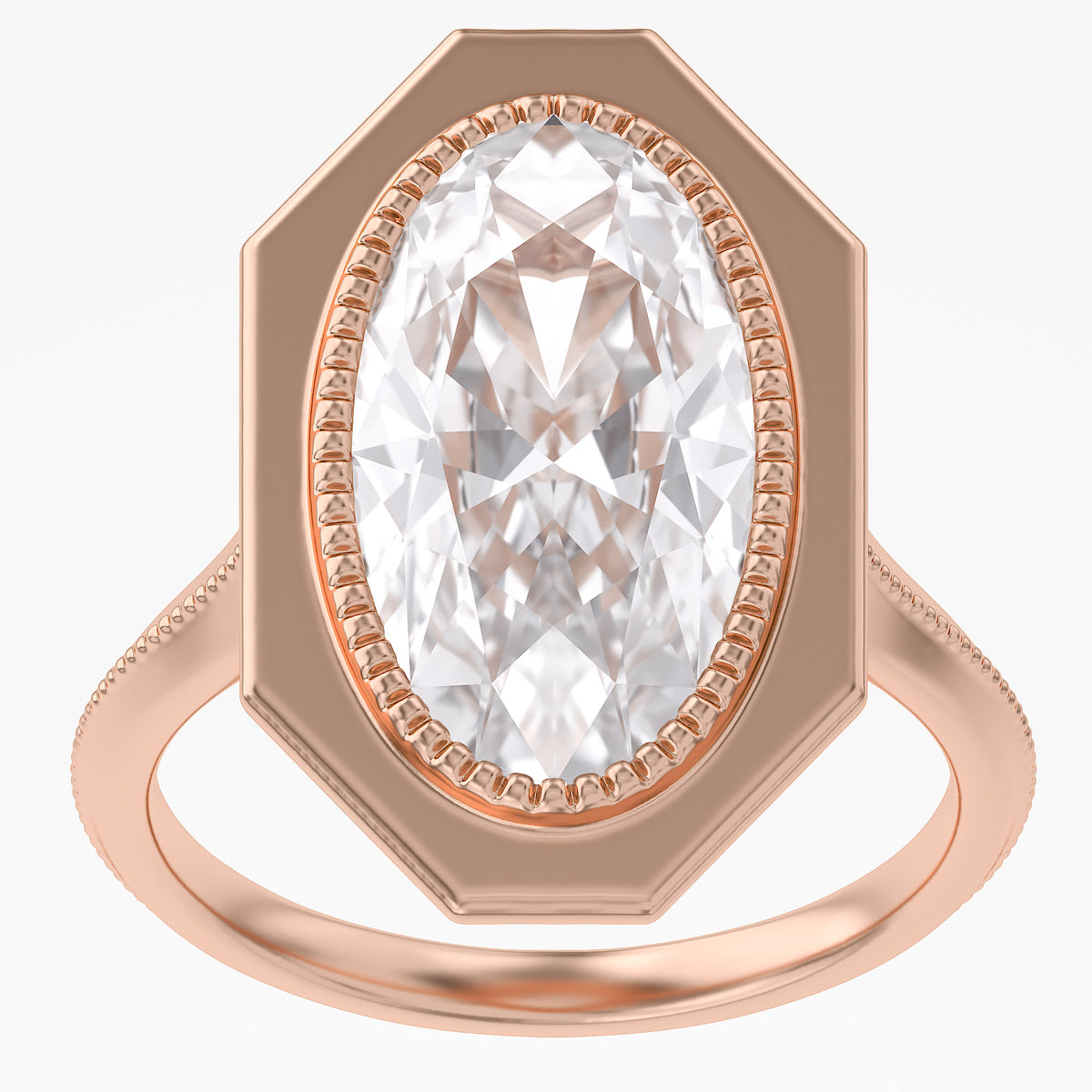 4.05t TCW Imperial Oval Framet Lab Grown Step-Cut Diamond  Ring