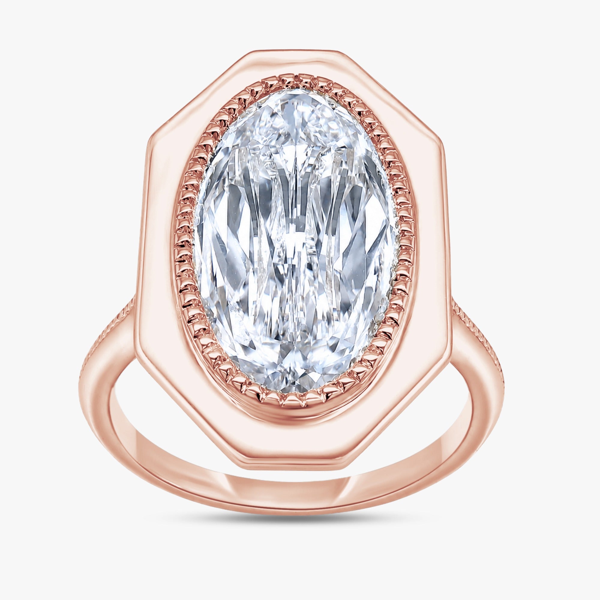 Imperial Oval Frame  4.05  Carat Lab Grown Step-Cut Diamond  Ring