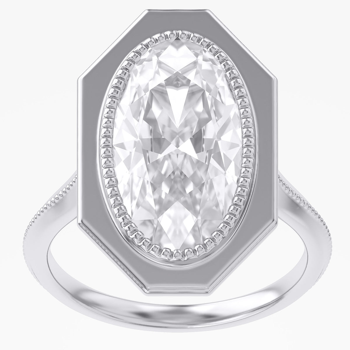 4.05t TCW Imperial Oval Framet Lab Grown Step-Cut Diamond  Ring