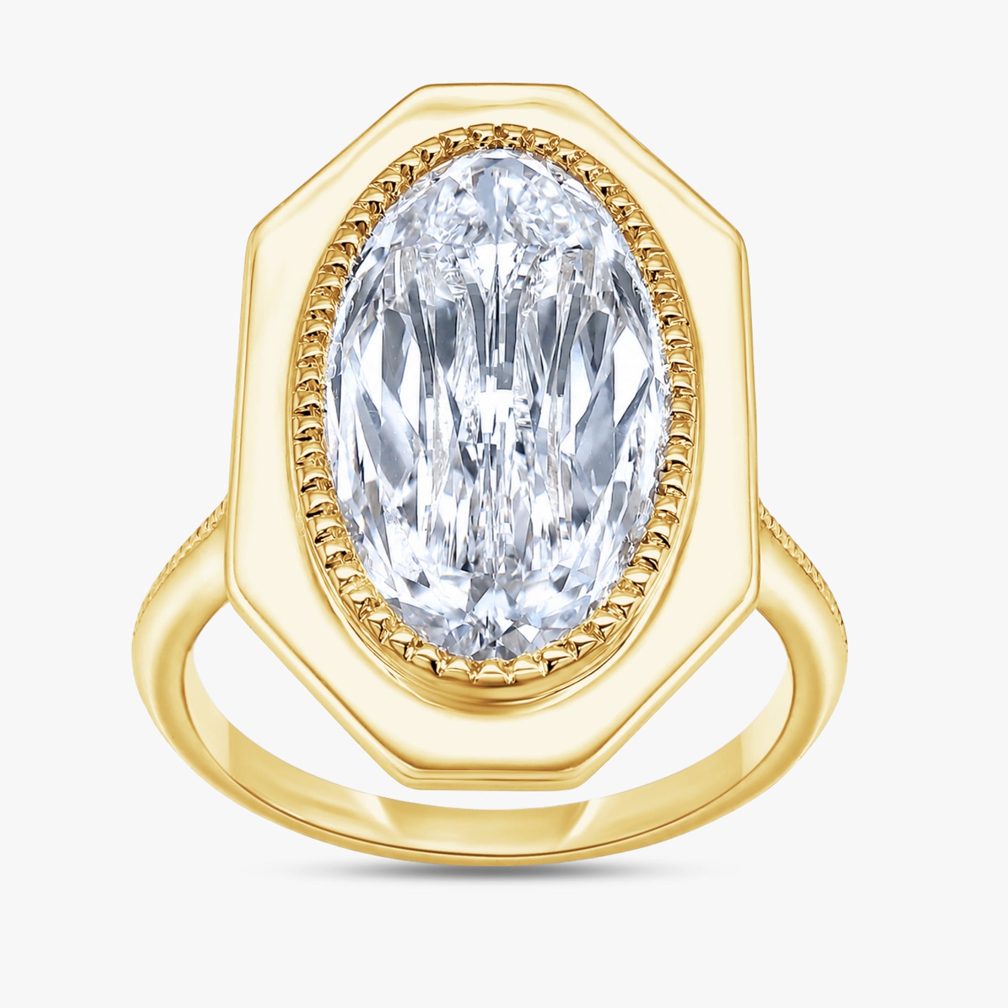Imperial Oval Frame  4.05  Carat Lab Grown Step-Cut Diamond  Ring