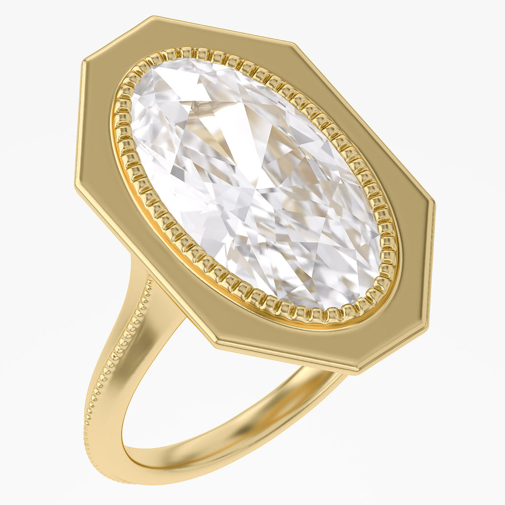 4.05t TCW Imperial Oval Framet Lab Grown Step-Cut Diamond  Ring