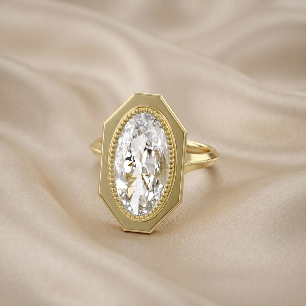 4.05t TCW Imperial Oval Framet Lab Grown Step-Cut Diamond  Ring