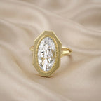 4.05t TCW Imperial Oval Framet Lab Grown Step-Cut Diamond  Ring