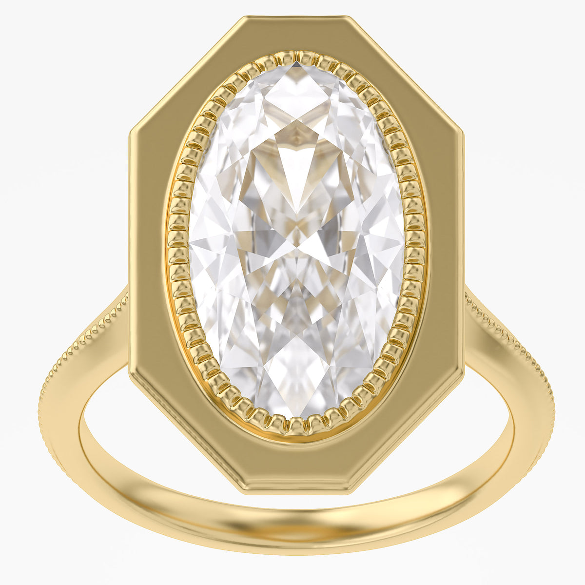 4.05t TCW Imperial Oval Framet Lab Grown Step-Cut Diamond  Ring