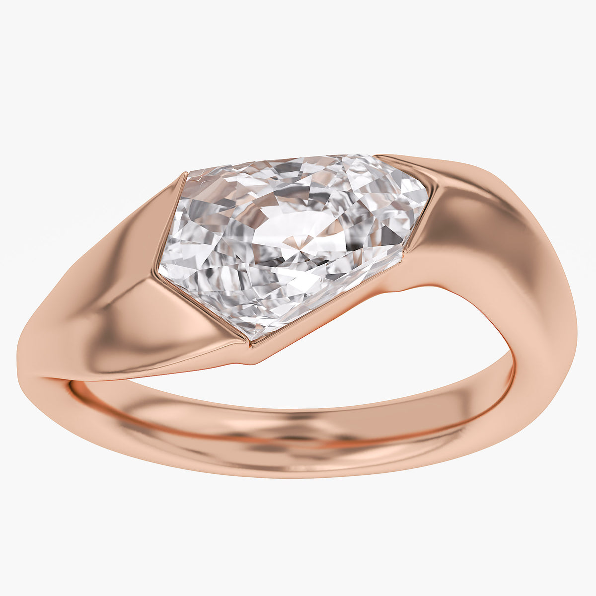 2.20 Carat Shield Cut Lab Grown Diamond Swirl Solitaire Ring