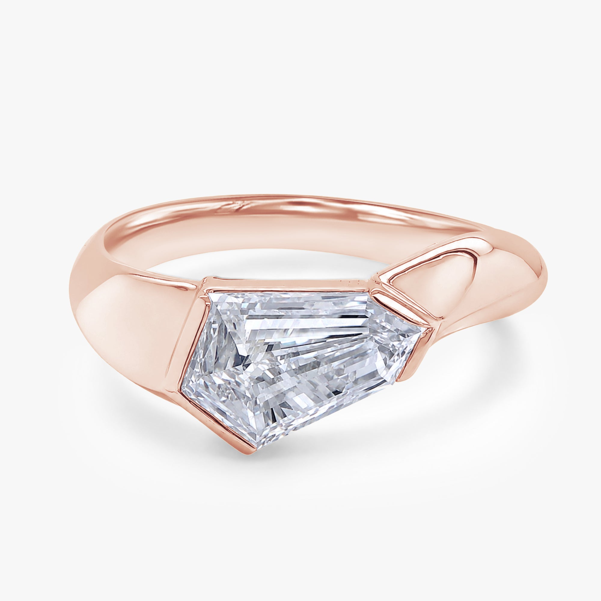 2.20 Carat Shield Cut Lab Grown Diamond Swirl Solitaire Ring