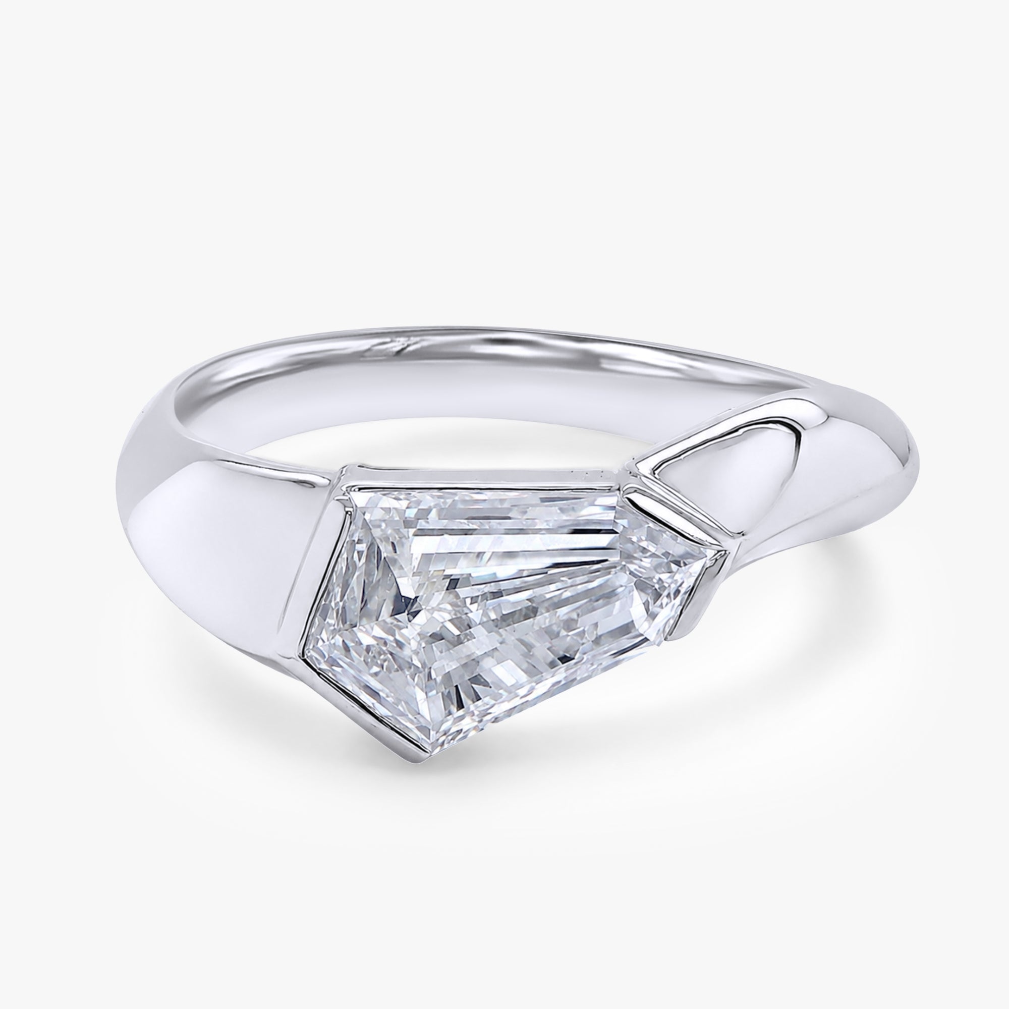 2.20 Carat Shield Cut Lab Grown Diamond Swirl Solitaire Ring