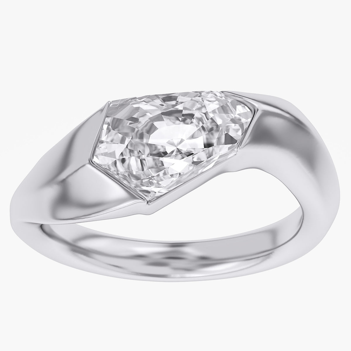 2.20 Carat Shield Cut Lab Grown Diamond Swirl Solitaire Ring
