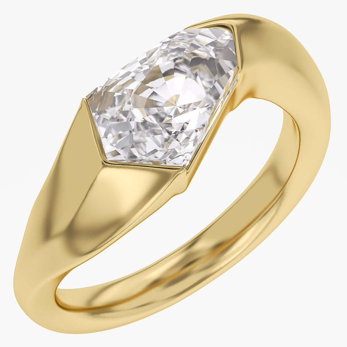 2.20 Carat Shield Cut Lab Grown Diamond Swirl Solitaire Ring