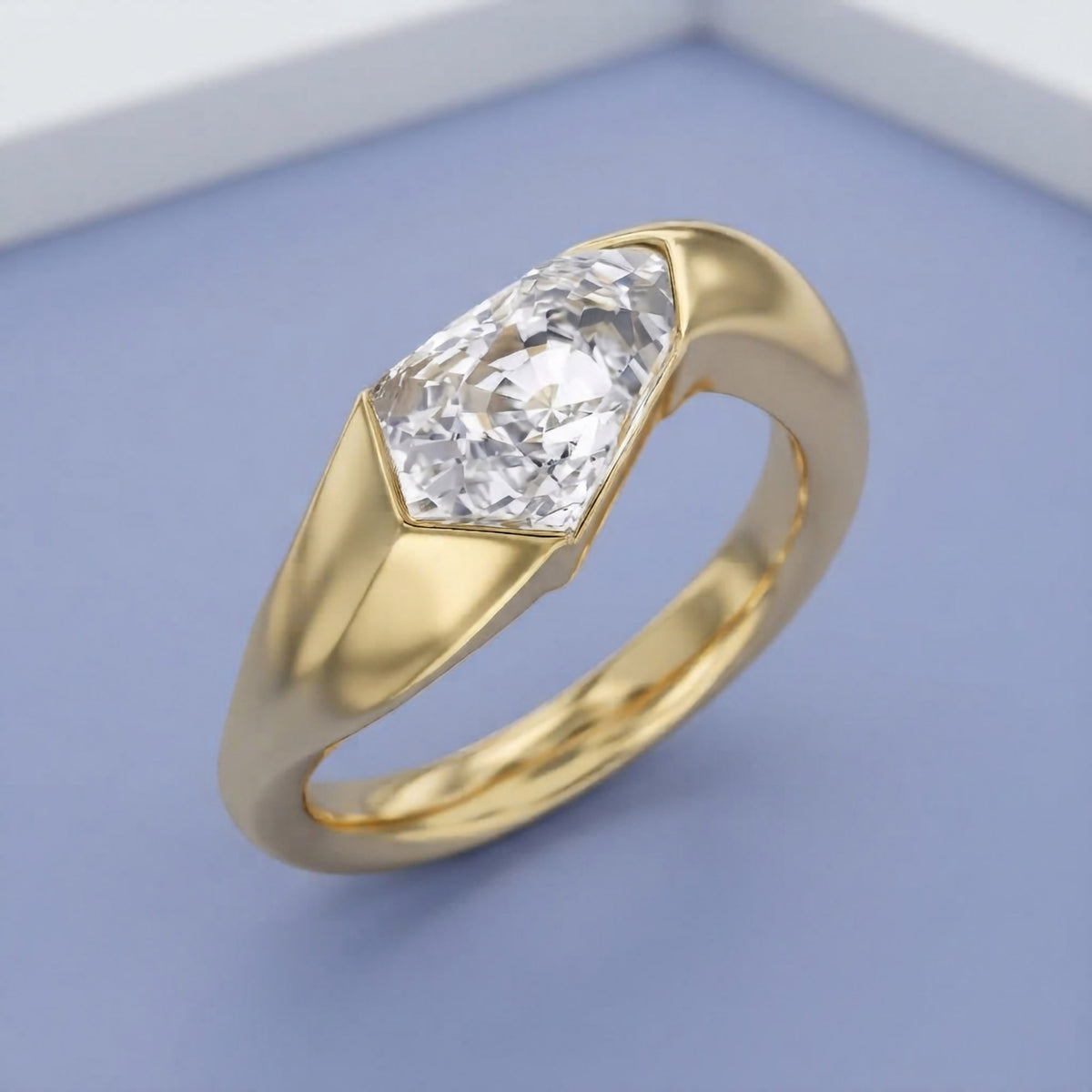 2.20 Carat Shield Cut Lab Grown Diamond Swirl Solitaire Ring