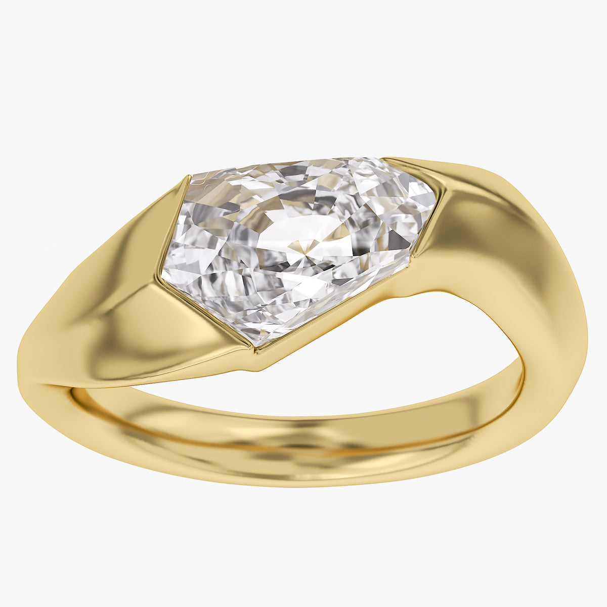 2.20 Carat Shield Cut Lab Grown Diamond Swirl Solitaire Ring
