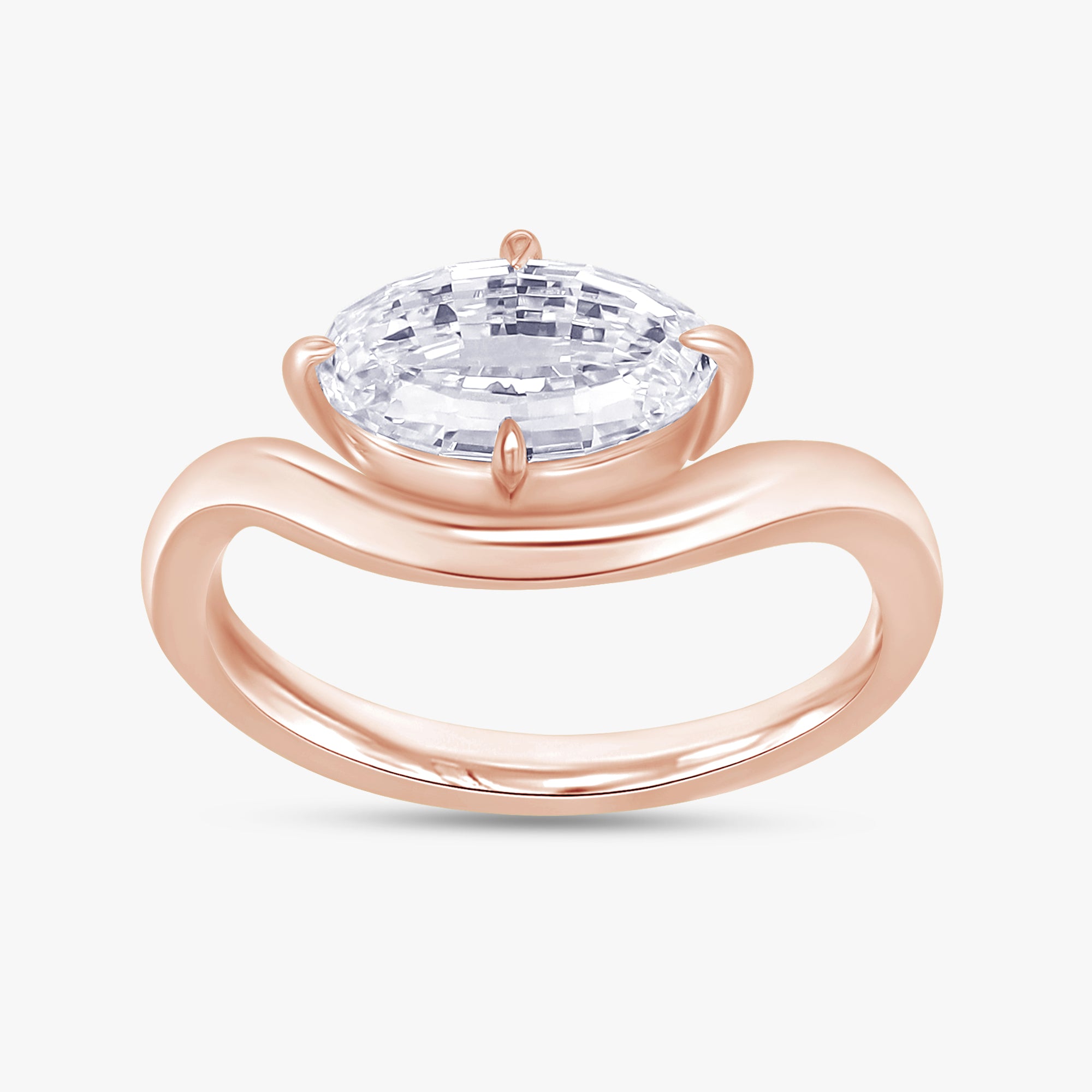 1.00 Carat Oval Cut Lab Grown Diamond Swirl Solitaire Ring