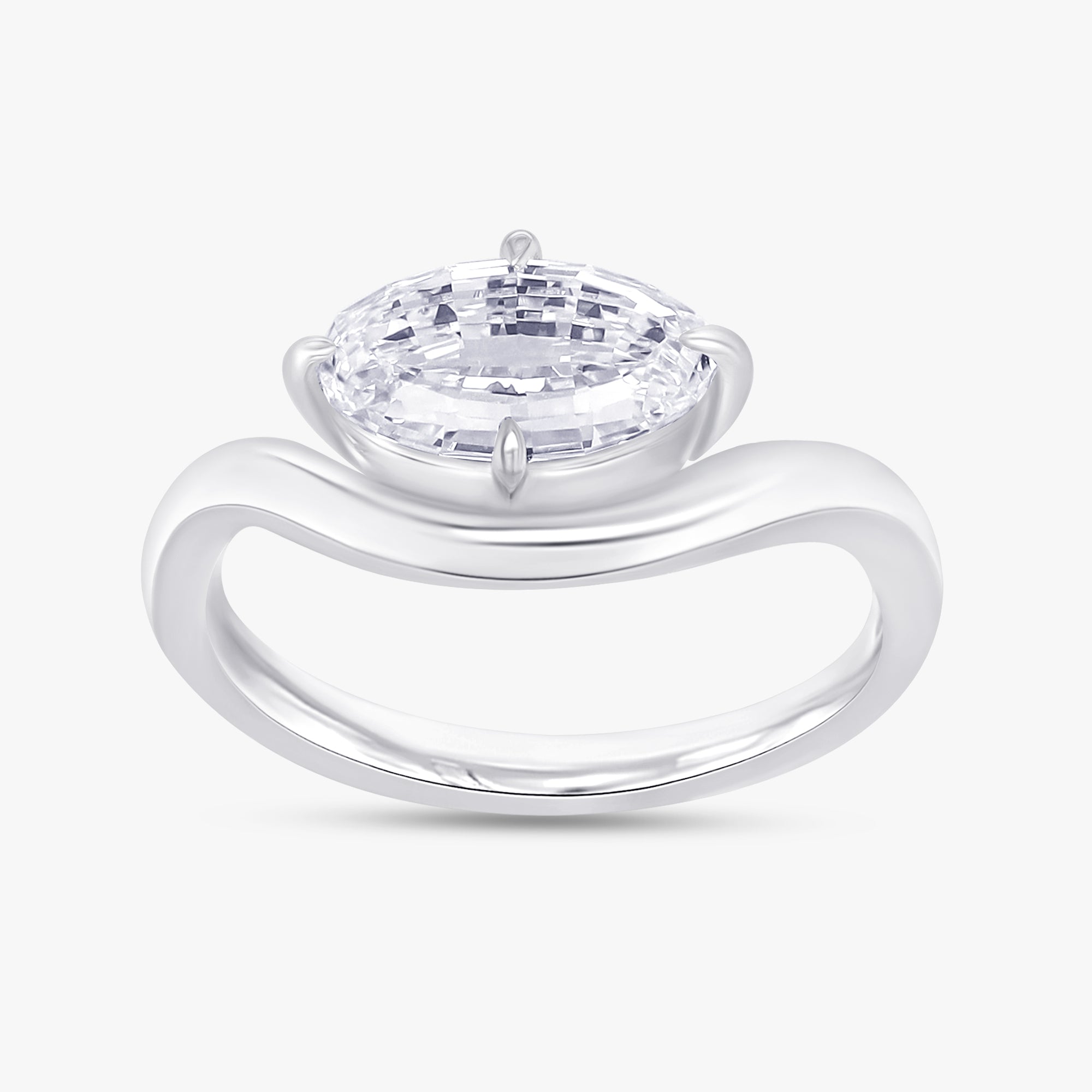 1.00 Carat Oval Cut Lab Grown Diamond Swirl Solitaire Ring