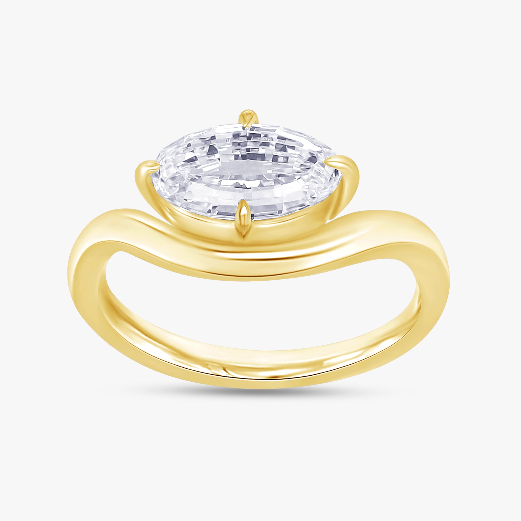 1.00 Carat Oval Cut Lab Grown Diamond Swirl Solitaire Ring