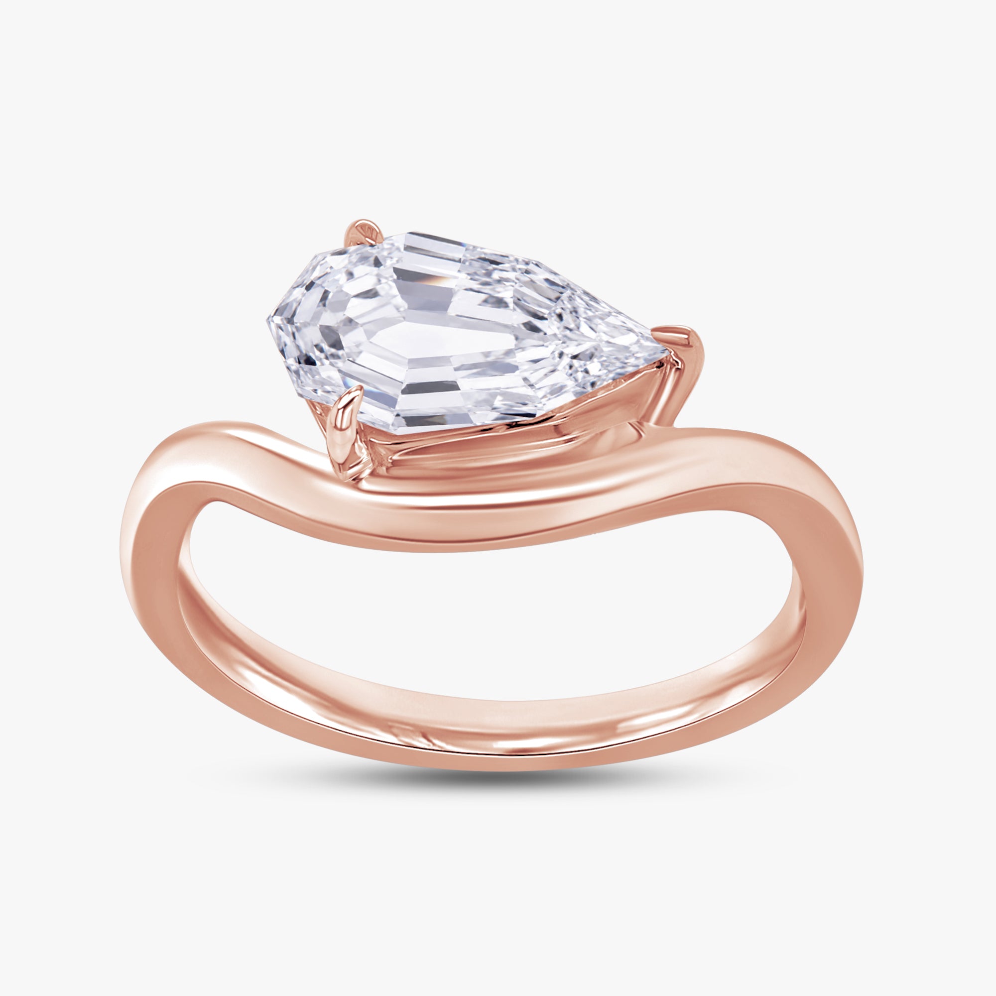 1.00 Carat Pear Shape Lab Grown Diamond Swirl Solitaire Ring