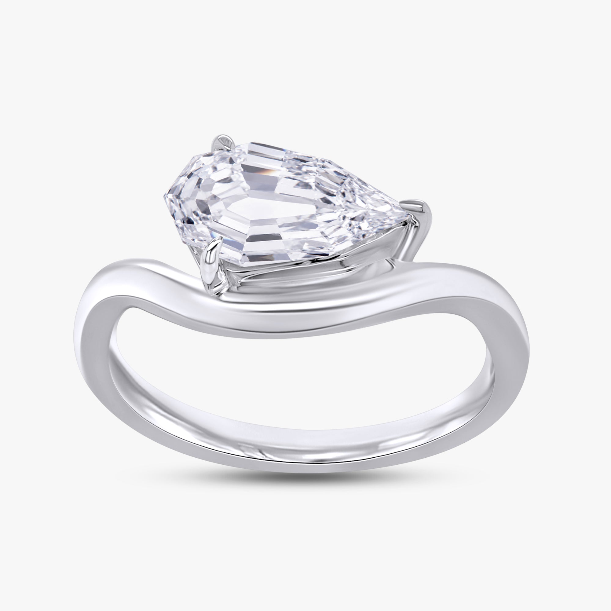 1.00 Carat Pear Shape Lab Grown Diamond Swirl Solitaire Ring